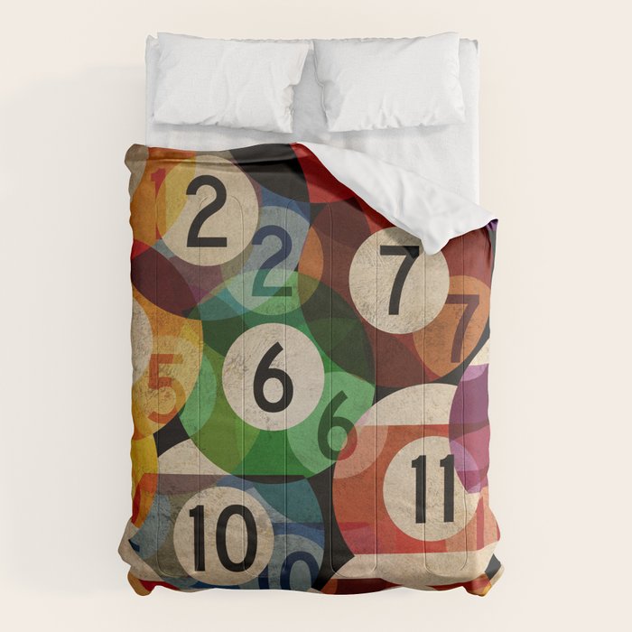 billiards balls ball pool table game room man cave eight ball colorful rainbow art Comforter Gallery Image 6
