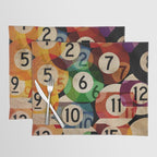 billiards balls ball pool table game room man cave eight ball colorful rainbow art Placemat Gallery Image 1
