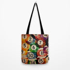 billiards balls ball pool table game room man cave eight ball colorful rainbow art Tote Bag Gallery Image 2