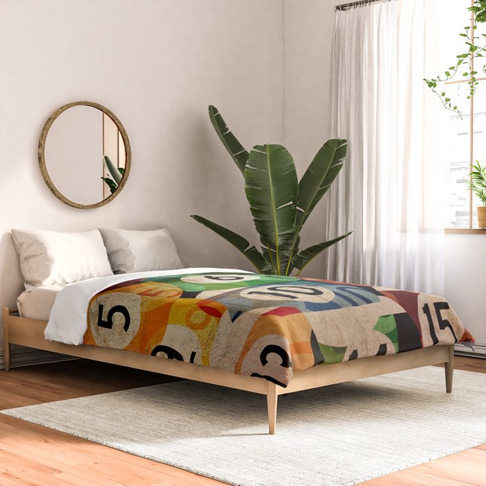 billiards balls ball pool table game room man cave eight ball colorful rainbow art Comforter Gallery Image 2