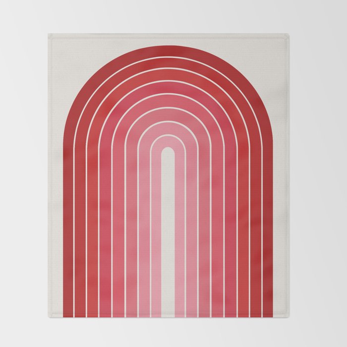 Gradient Arch VI Pink and Red Mid Century Modern Rainbow Throw Blanket Gallery Image 2