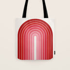 Gradient Arch VI Pink and Red Mid Century Modern Rainbow Tote Bag Gallery Image 1