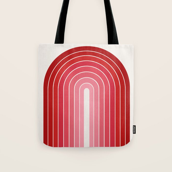 Gradient Arch VI Pink and Red Mid Century Modern Rainbow Tote Bag Gallery Image 1