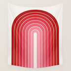 Gradient Arch VI Pink and Red Mid Century Modern Rainbow Wall Tapestry Gallery Image 4