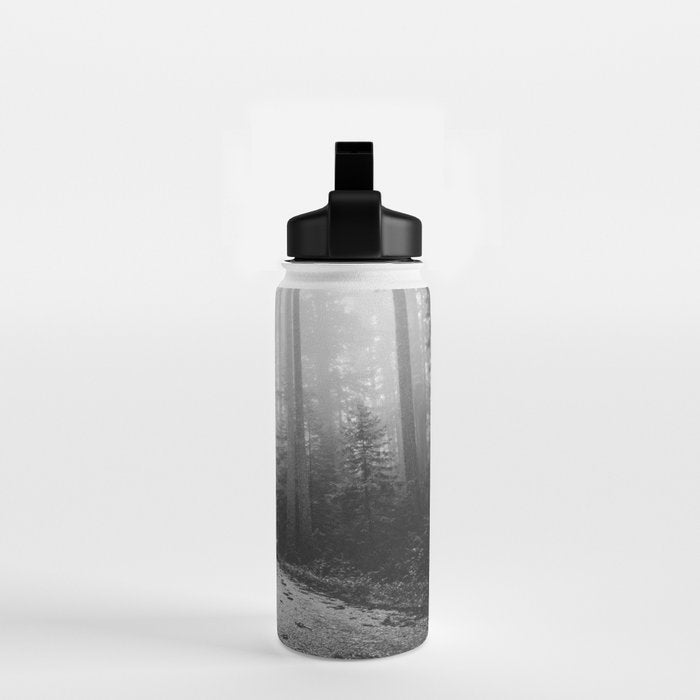 Redwood Forest Adventure Black and White - Nature Photography Water Bottle Gallery Image 2