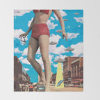 She's arrived (Giant woman & UFO) Throw Blanket Gallery Image 2