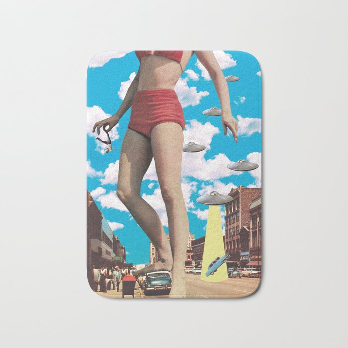 She's arrived (Giant woman & UFO) Bath Mat Gallery Image 1