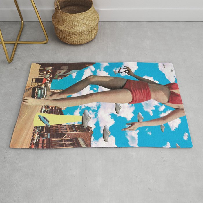 She's arrived (Giant woman & UFO) Rug Gallery Image 1