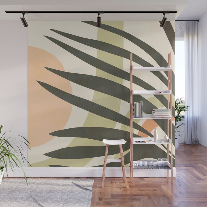 Palm leaf with sun and rainbow nº2 Wall Mural Gallery Image 1