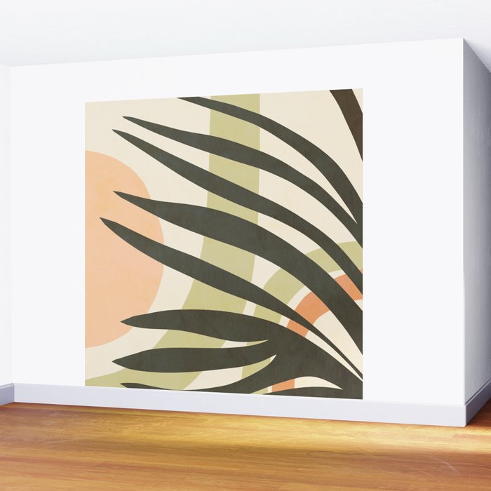 Palm leaf with sun and rainbow nº2 Wall Mural Gallery Image 2