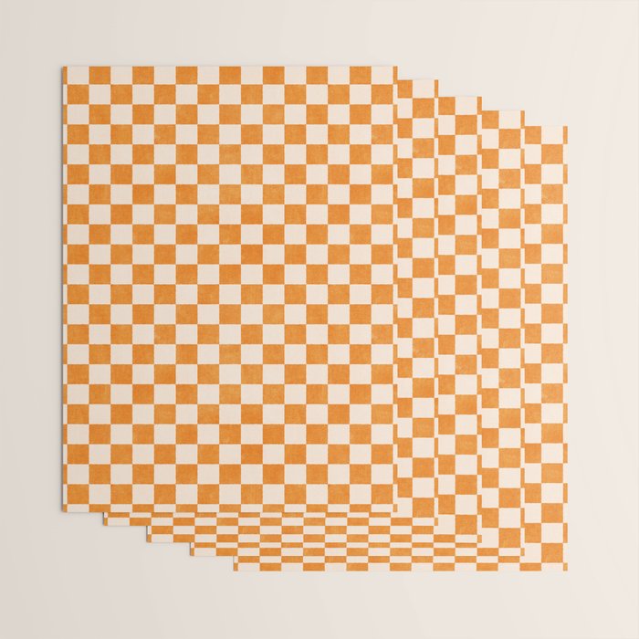 CHECKER - 001 - Tangerine Wrapping Paper Gallery Image 3