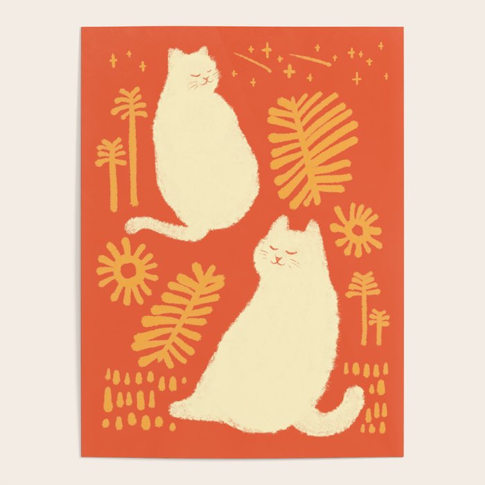 Abstraction minimal cat 27red happy go lucky Poster Gallery Image 4