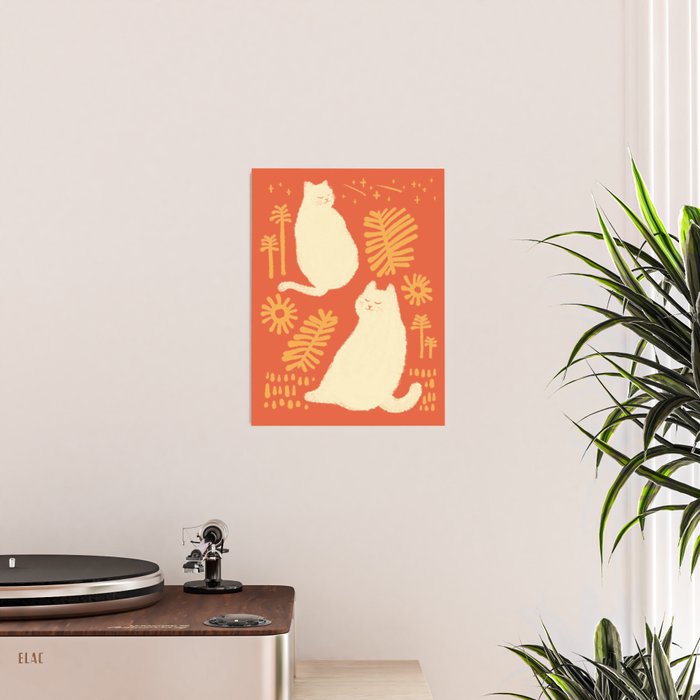 Abstraction minimal cat 27red happy go lucky Poster Gallery Image 2