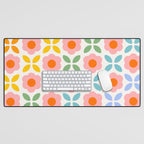 Retro Flower Pattern - rainbow Desk Mat Gallery Image 1