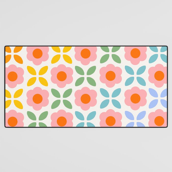 Retro Flower Pattern - rainbow Desk Mat Gallery Image 3