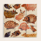 Pig Collection Wood Wall Art Gallery Image 1