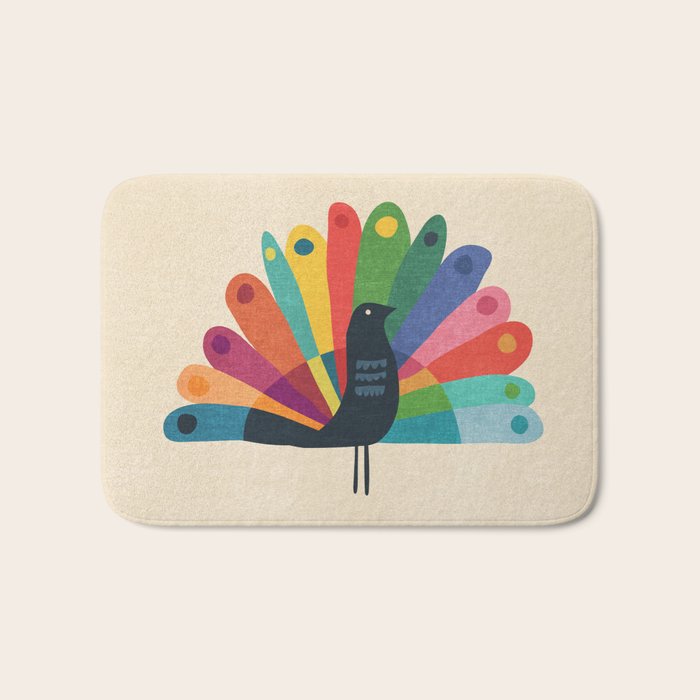 Whimsical Peacok Bath Mat Gallery Image 1