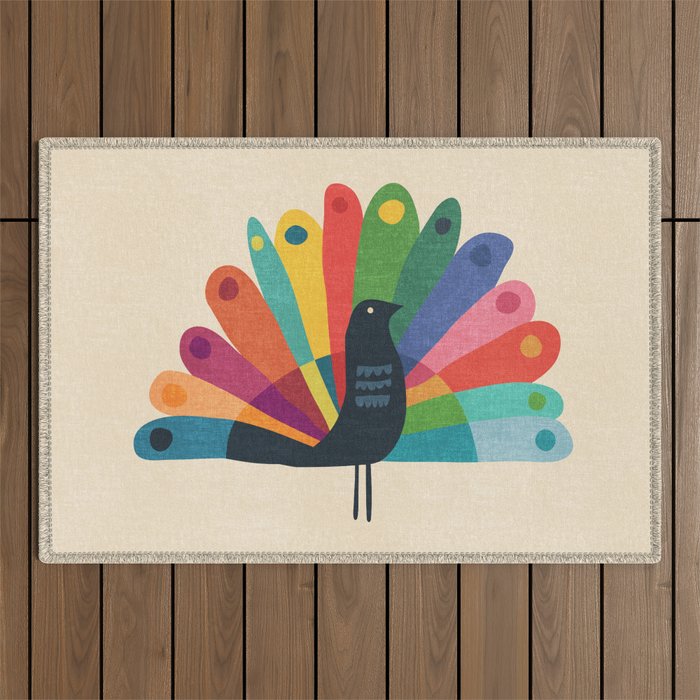 Whimsical Peacok Outdoor Rug Gallery Image 1