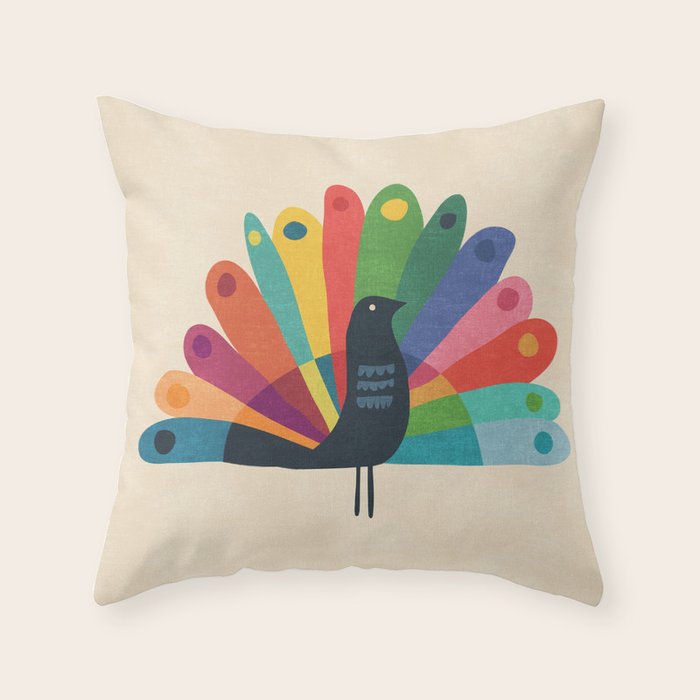 Whimsical Peacok Throw Pillow Gallery Image 1