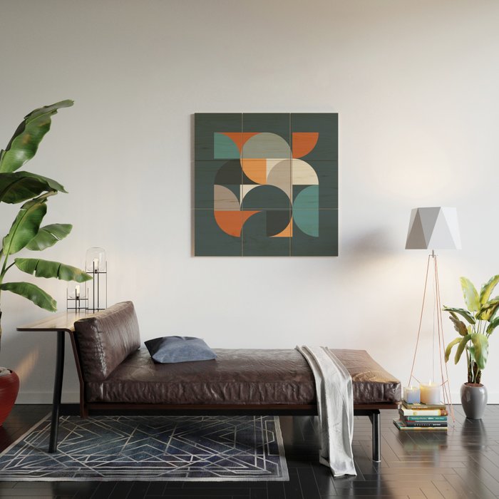 Mid Century Geometric 11/2 Wood Wall Art Gallery Image 2