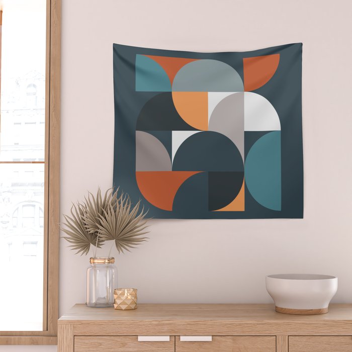 Mid Century Geometric 11/2 Wall Tapestry Gallery Image 2