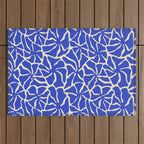 Abstract blue flower pattern Outdoor Rug Gallery Image 1