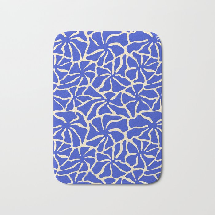 Abstract blue flower pattern Bath Mat Gallery Image 1
