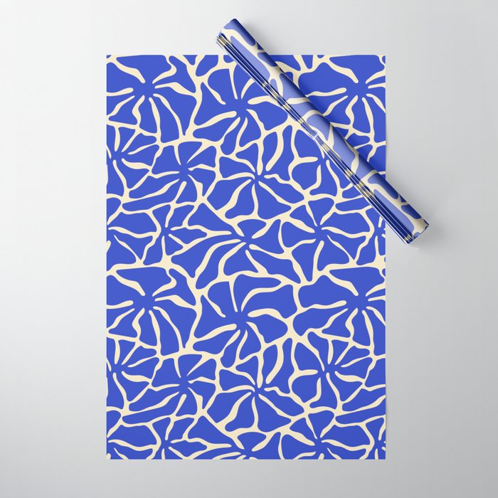Abstract blue flower pattern Wrapping Paper Gallery Image 1