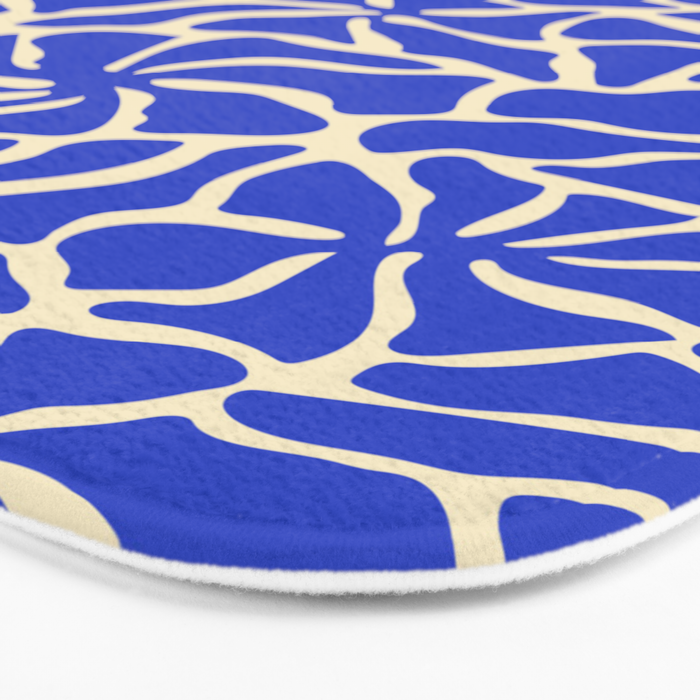 Abstract blue flower pattern Bath Mat Gallery Image 3