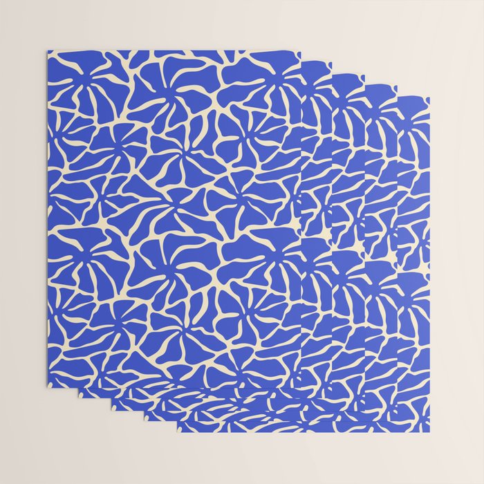 Abstract blue flower pattern Wrapping Paper Gallery Image 3