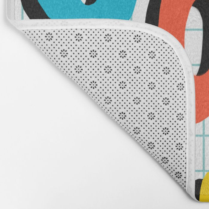 Hella' - retro 80s throwback memphis style trendy 1980's neon vibes typography Bath Mat Gallery Image 2
