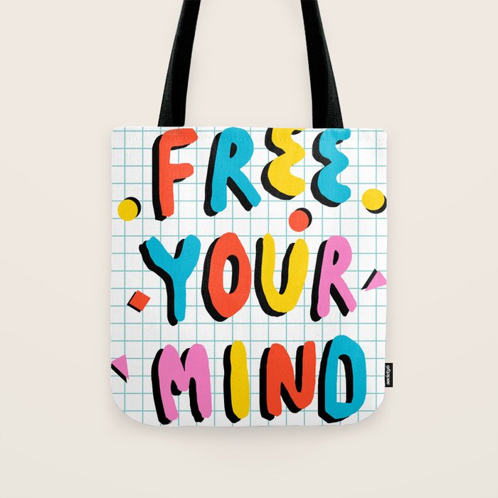 Hella' - retro 80s throwback memphis style trendy 1980's neon vibes typography Tote Bag Gallery Image 1