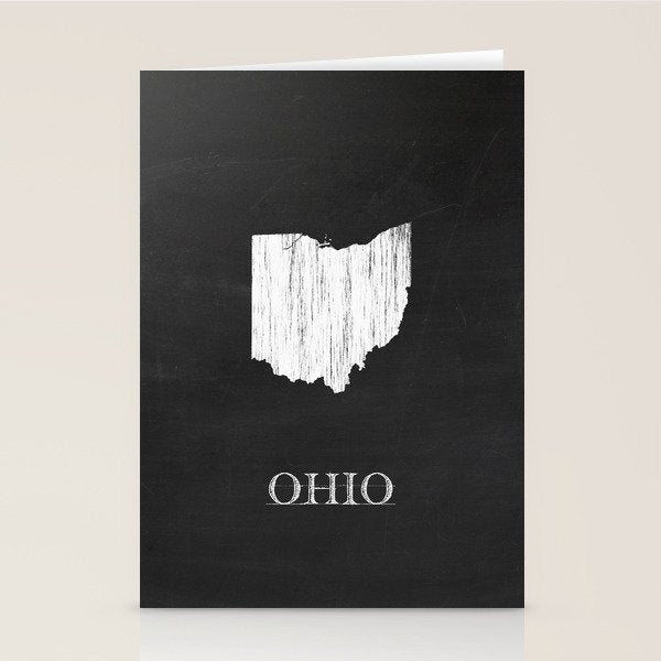 Ohio State Map Chalk Drawing Stationery Card Gallery Image 2