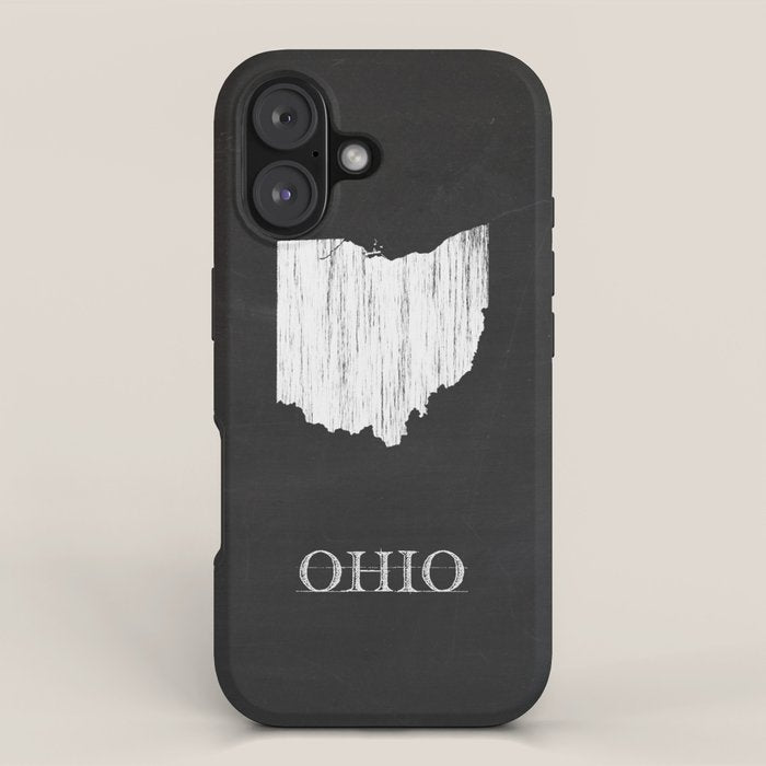 Ohio State Map Chalk Drawing iPhone Case Gallery Image 1