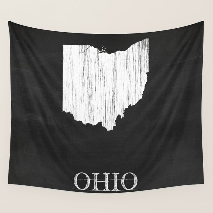 Ohio State Map Chalk Drawing Wall Tapestry Gallery Image 4