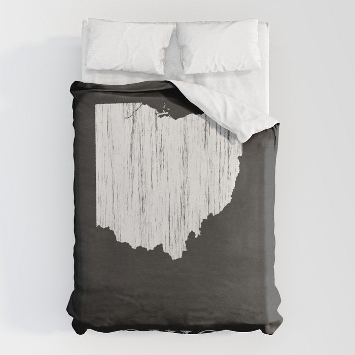 Ohio State Map Chalk Drawing Duvet Cover Gallery Image 1