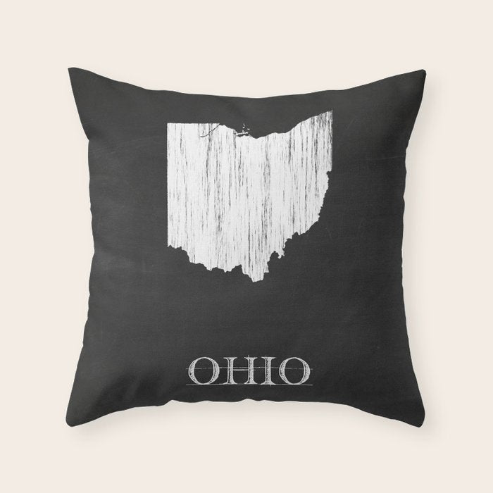 Ohio State Map Chalk Drawing Throw Pillow Gallery Image 1