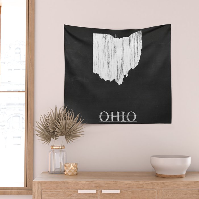 Ohio State Map Chalk Drawing Wall Tapestry Gallery Image 2