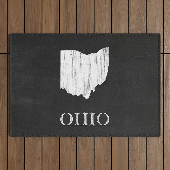 Ohio State Map Chalk Drawing Outdoor Rug Gallery Image 1