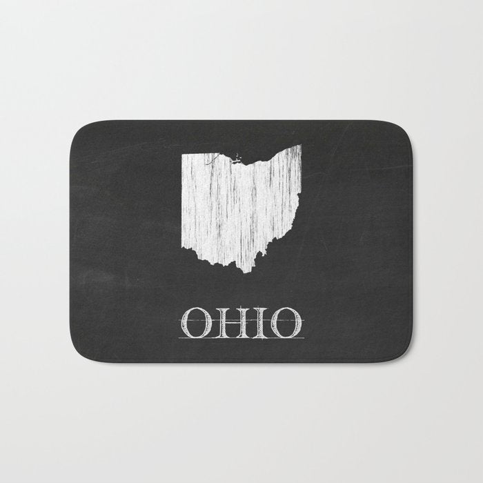 Ohio State Map Chalk Drawing Bath Mat Gallery Image 1