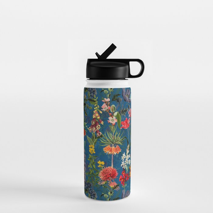 Vintage & Shabby Chic - Blue Midnight Spring Botancial Flower Garden Water Bottle Gallery Image 1