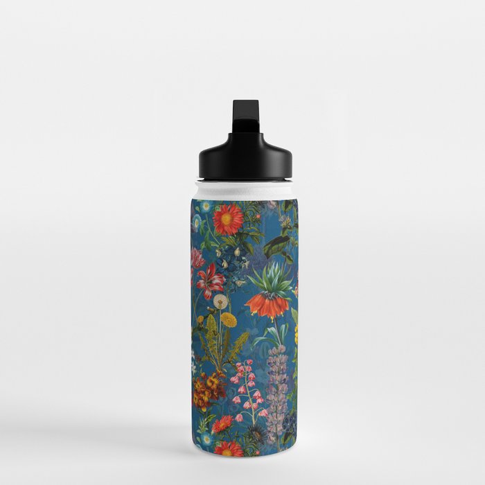 Vintage & Shabby Chic - Blue Midnight Spring Botancial Flower Garden Water Bottle Gallery Image 3