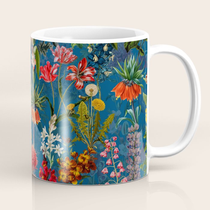 Vintage & Shabby Chic - Blue Midnight Spring Botancial Flower Garden Coffee Mug Gallery Image 1