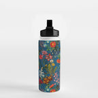Vintage & Shabby Chic - Blue Midnight Spring Botancial Flower Garden Water Bottle Gallery Image 2
