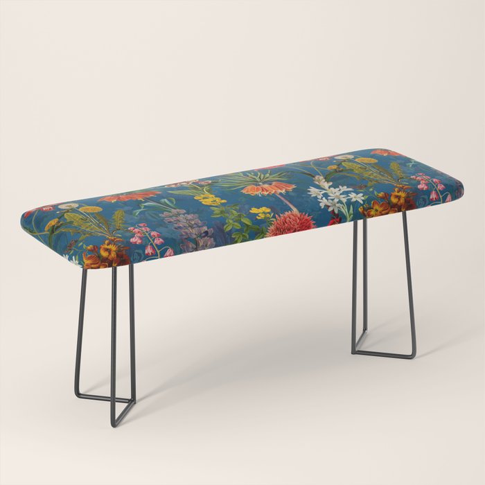 Vintage & Shabby Chic - Blue Midnight Spring Botancial Flower Garden Bench Gallery Image 1