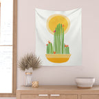 Golden Summer Cactus Wall Tapestry Gallery Image 2