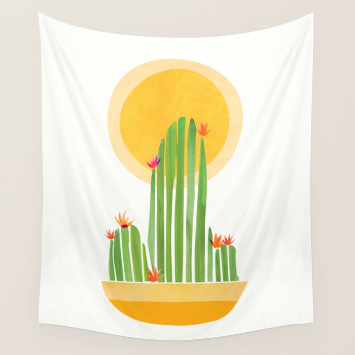 Golden Summer Cactus Wall Tapestry Gallery Image 4