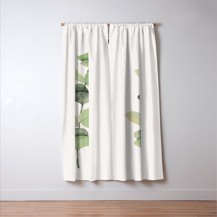 Watercolor Eucalyptus Branch Window Curtain Gallery Image 3