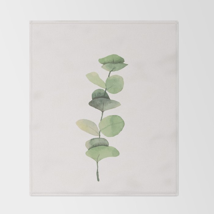 Watercolor Eucalyptus Branch Throw Blanket Gallery Image 2