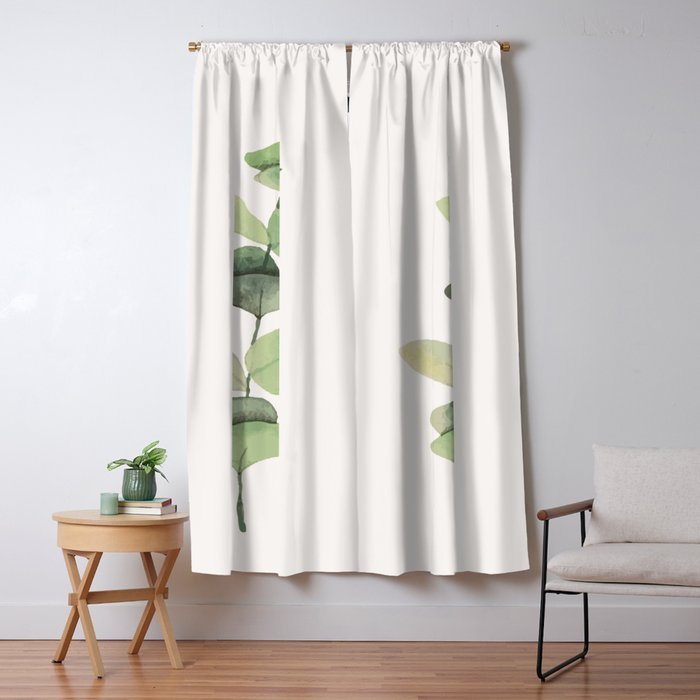 Watercolor Eucalyptus Branch Window Curtain Gallery Image 5